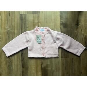 Jacadi Paris Baby Cotton Blend Pale Pink Cardigan Size 12M